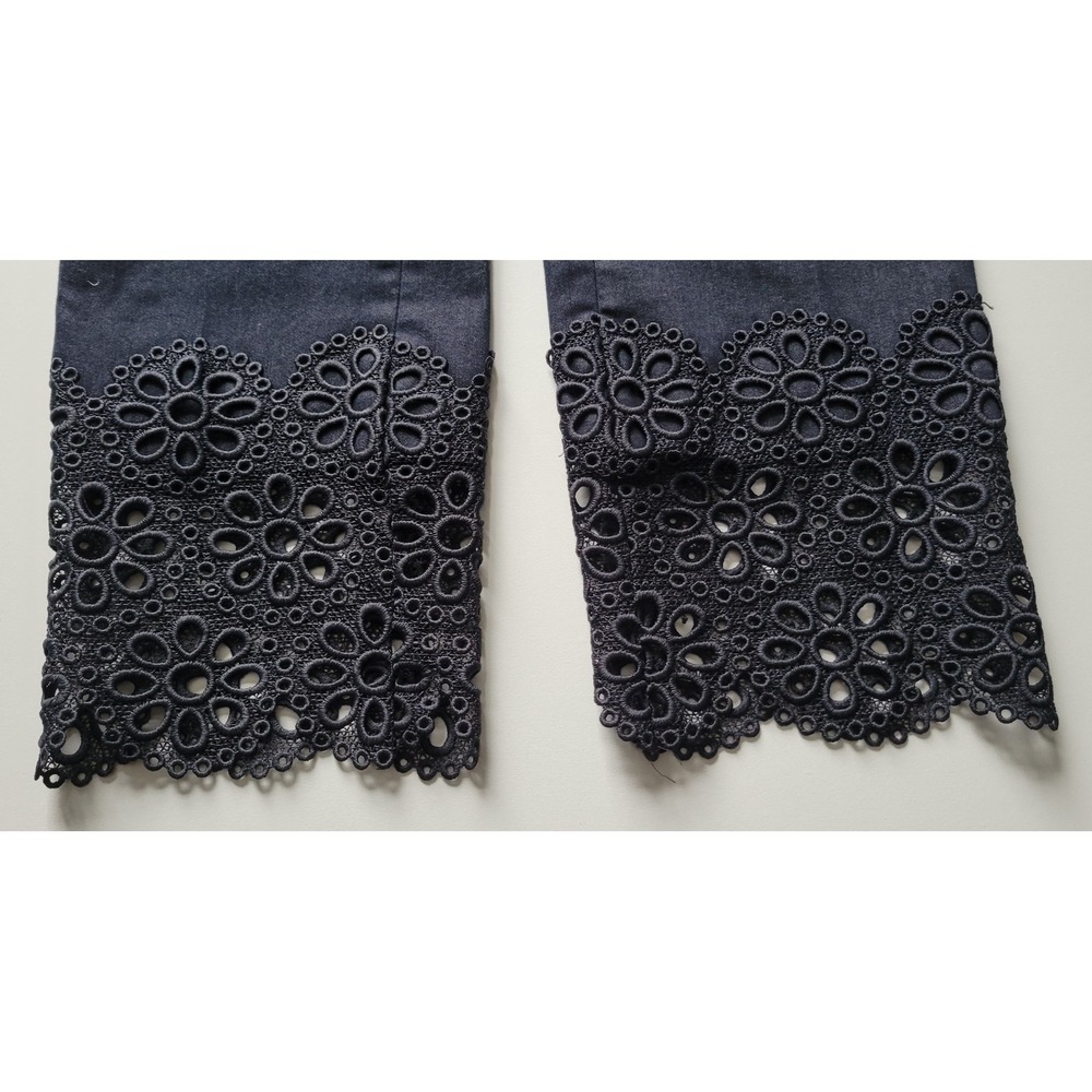 Ann Taylor Black Eyelet Lace Ankle Crop Trouser Pants - Picture 7 of 8